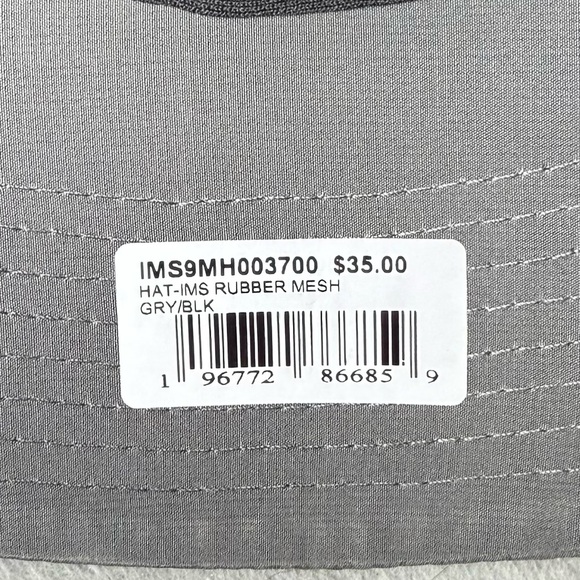 Indianapolis Motor Speedway Mens Gray and Black Rubber Mesh Trucker Baseball Hat - Picture 3 of 6